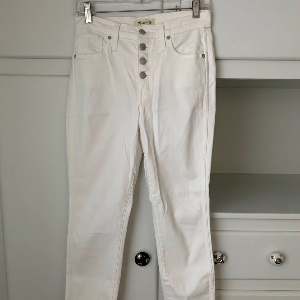 Madewell 10” High Rise Button Fly White Jeans